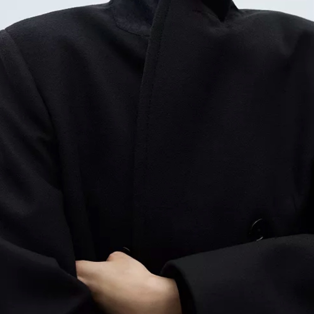 Mango Selection Double-Breasted Long Black Coat - image 6